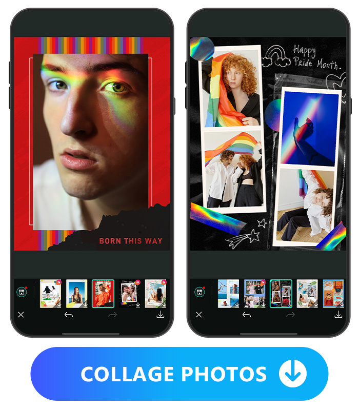 collage 2 photos in different pride collage templates with PhotoDirector for LGBTQ month